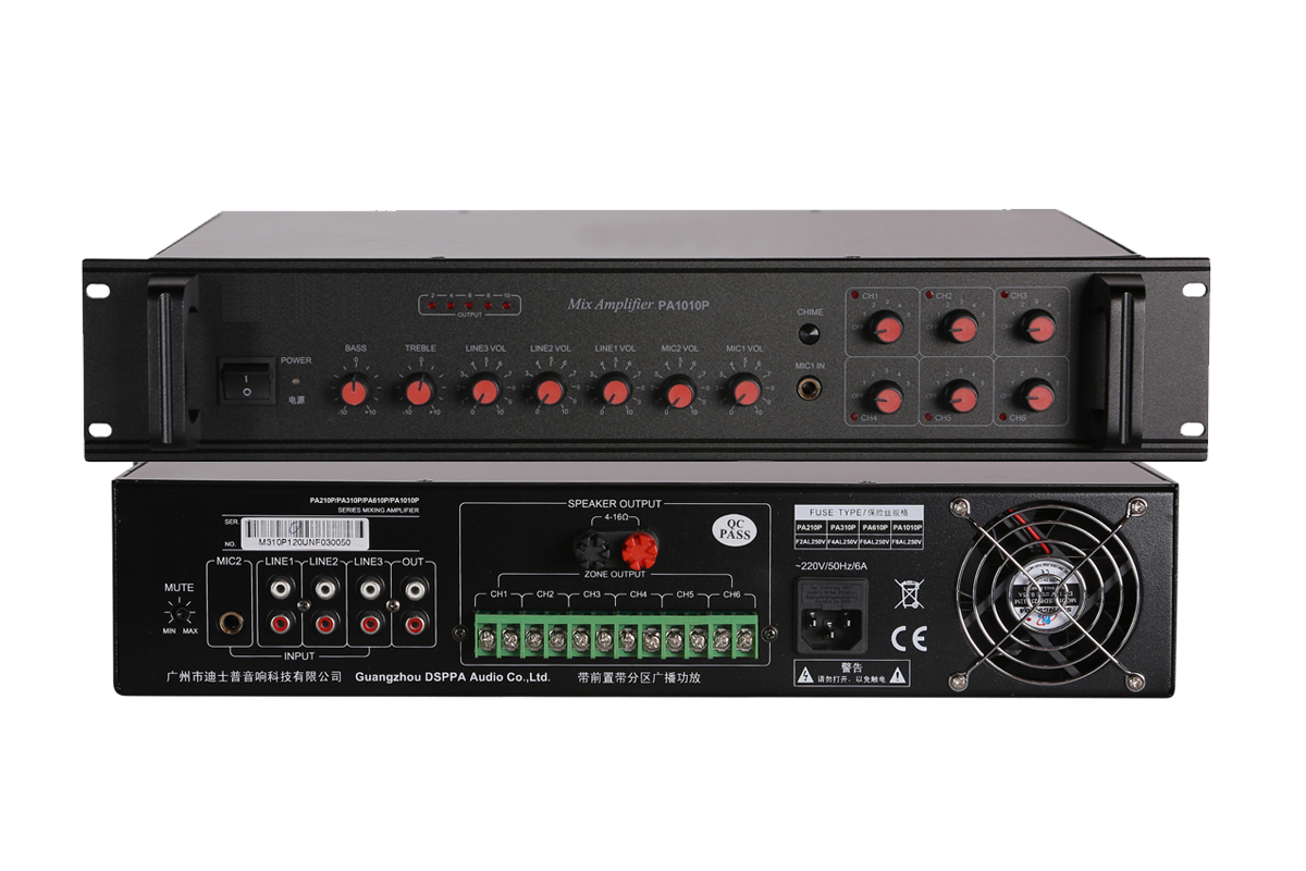PA1010P 350W 100v 6 Zones Mixing Amplifier
