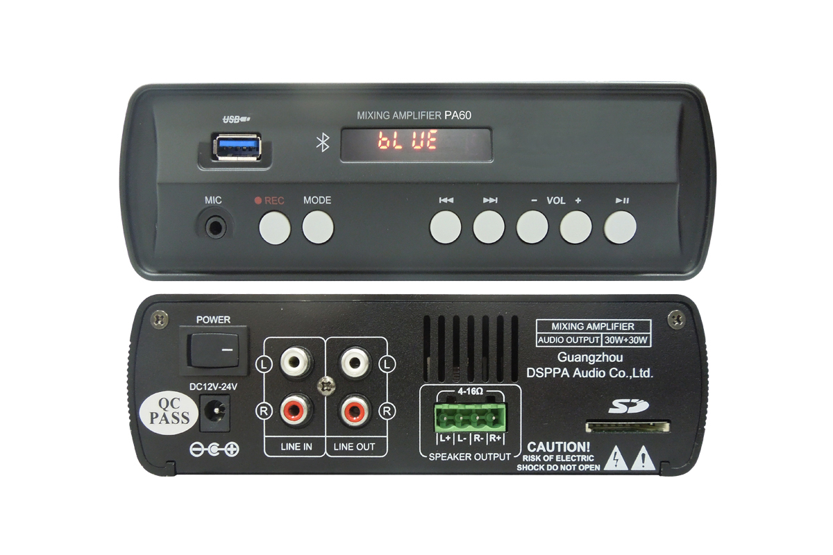 PA60 2*30W Stereo Bluetooth/USB Class D Amplifier
